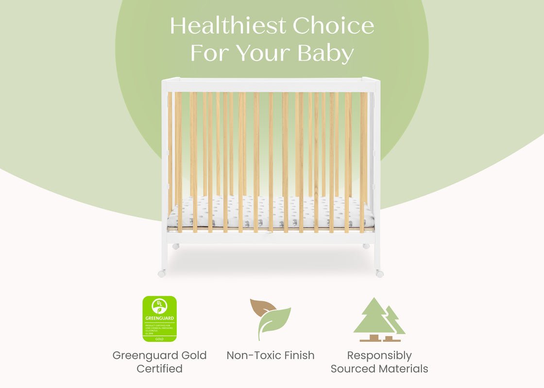 Mia Portable Folding Mini Baby Crib with Mattress and Space Saving Design