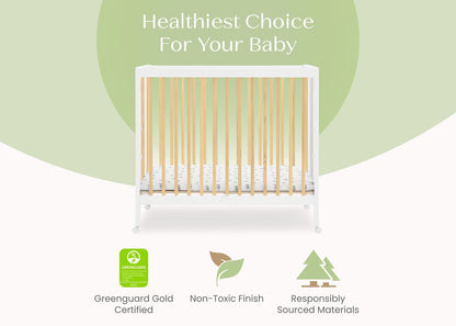 Mia Portable Folding Mini Baby Crib with Mattress and Space Saving Design