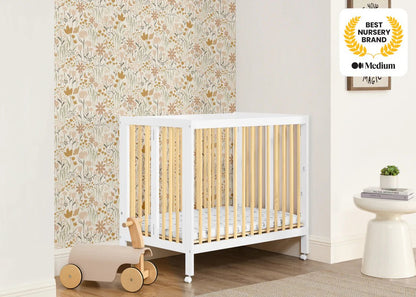 Mia Portable Folding Mini Baby Crib with Mattress and Space Saving Design