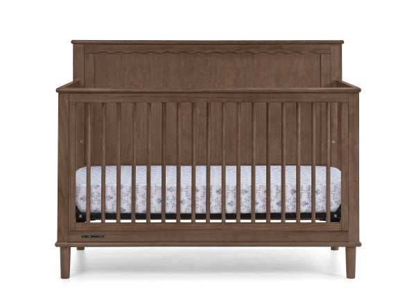 Penelope 6 In 1 Convertible Baby Crib with Scalloped Design and Adjustable Mattress Height