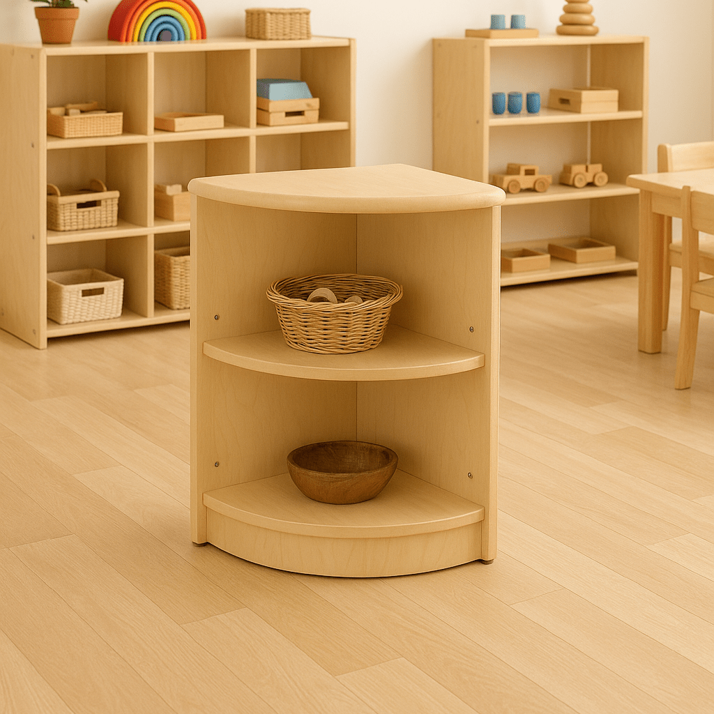 Montessori Classroom Corner Shelf - 24" Tall