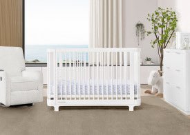 Nest 4 In 1 Convertible Baby Crib with Rounded Design and Adjustable Mattress Height