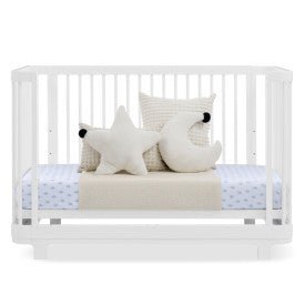Nest 4 In 1 Convertible Baby Crib with Rounded Design and Adjustable Mattress Height