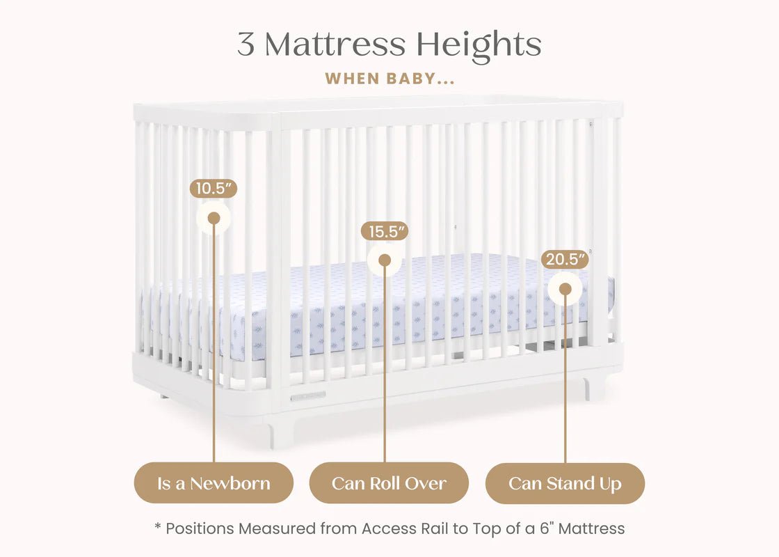 Nest 4 In 1 Convertible Baby Crib with Rounded Design and Adjustable Mattress Height