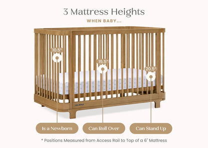 Nest 4 In 1 Convertible Baby Crib with Rounded Design and Adjustable Mattress Height