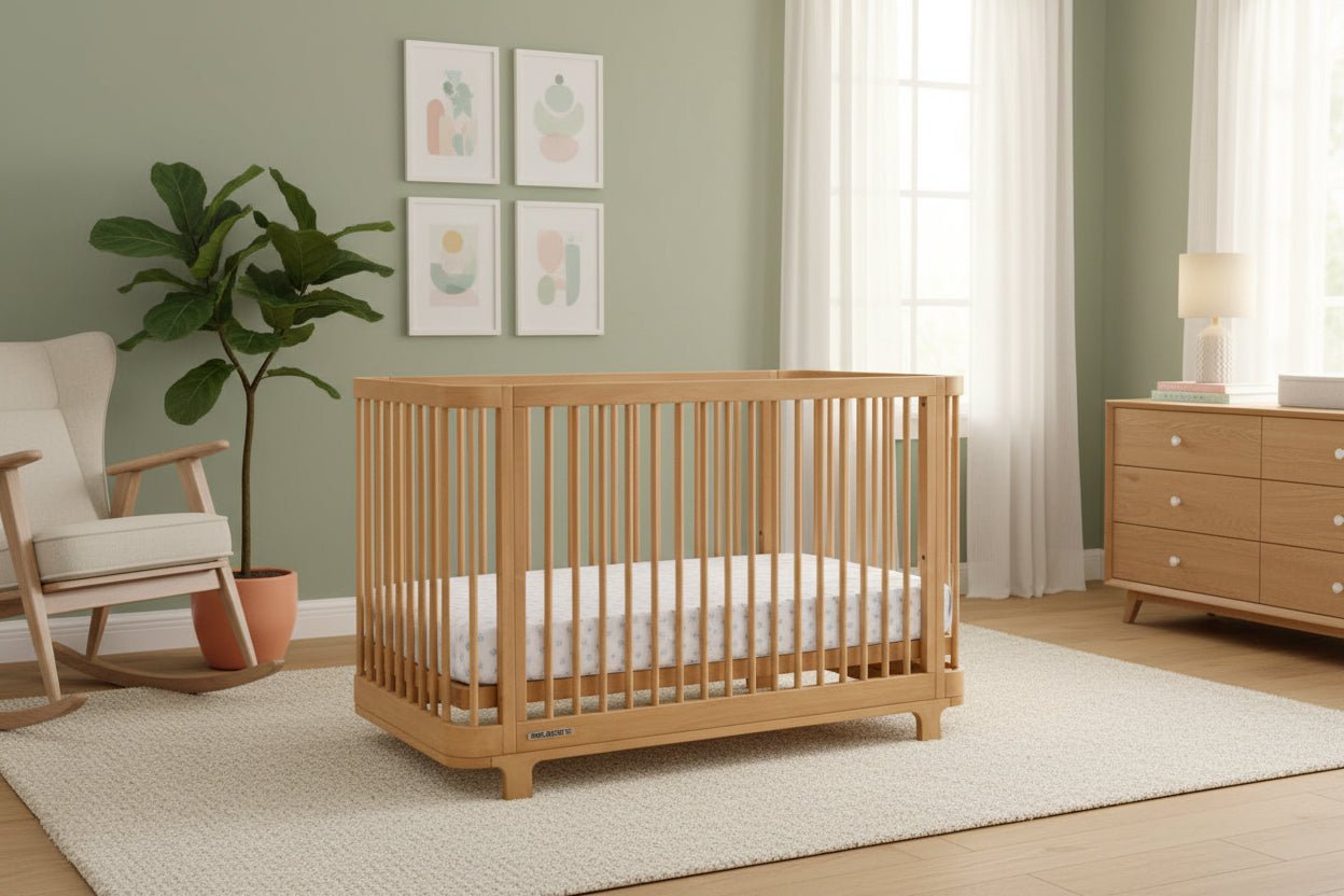 Nest 4 In 1 Convertible Baby Crib with Rounded Design and Adjustable Mattress Height