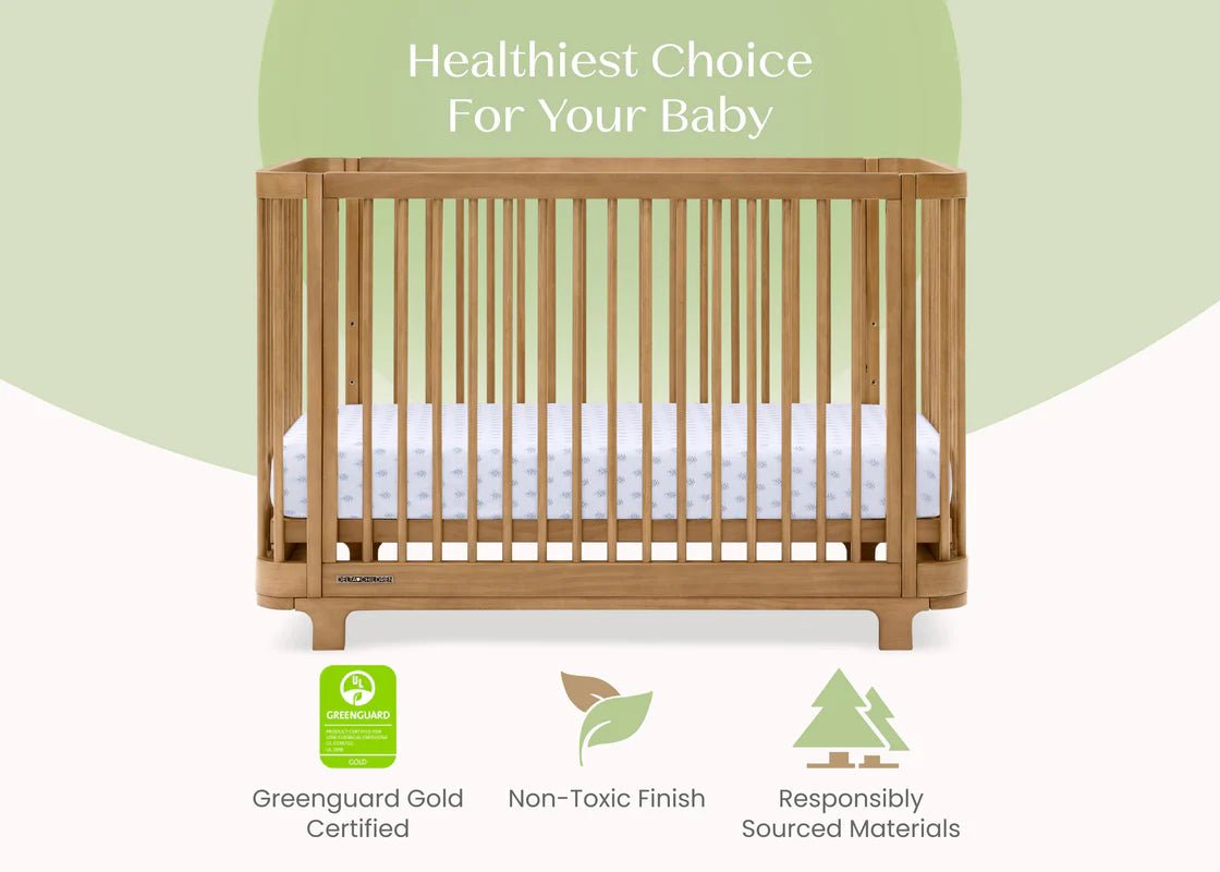 Nest 4 In 1 Convertible Baby Crib with Rounded Design and Adjustable Mattress Height