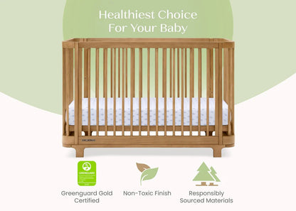 Nest 4 In 1 Convertible Baby Crib with Rounded Design and Adjustable Mattress Height