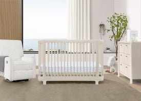 Nest 4 In 1 Convertible Baby Crib with Rounded Design and Adjustable Mattress Height