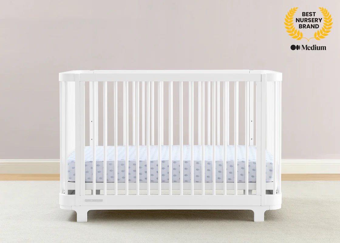 Nest 4 In 1 Convertible Baby Crib with Rounded Design and Adjustable Mattress Height