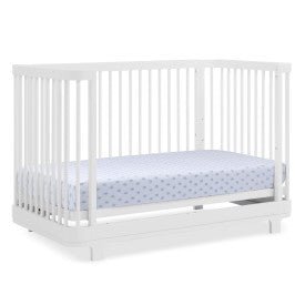 Nest 4 In 1 Convertible Baby Crib with Rounded Design and Adjustable Mattress Height