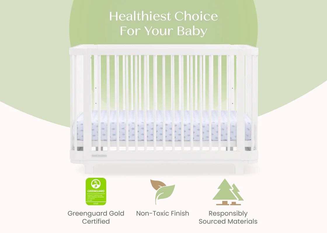 Nest 4 In 1 Convertible Baby Crib with Rounded Design and Adjustable Mattress Height