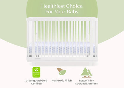 Nest 4 In 1 Convertible Baby Crib with Rounded Design and Adjustable Mattress Height