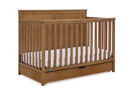 Logan 6 In 1 Convertible Baby Crib with Storage Drawer and Adjustable Mattress Height
