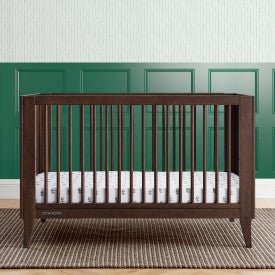 Ollie 4 In 1 Convertible Baby Crib with Mid Century Design and Adjustable Mattress Height