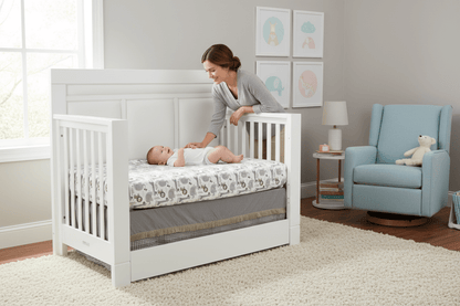 Orbelle Crystal Full Size Convertible Baby Crib with Trundle White or White Gray Nursery Bed