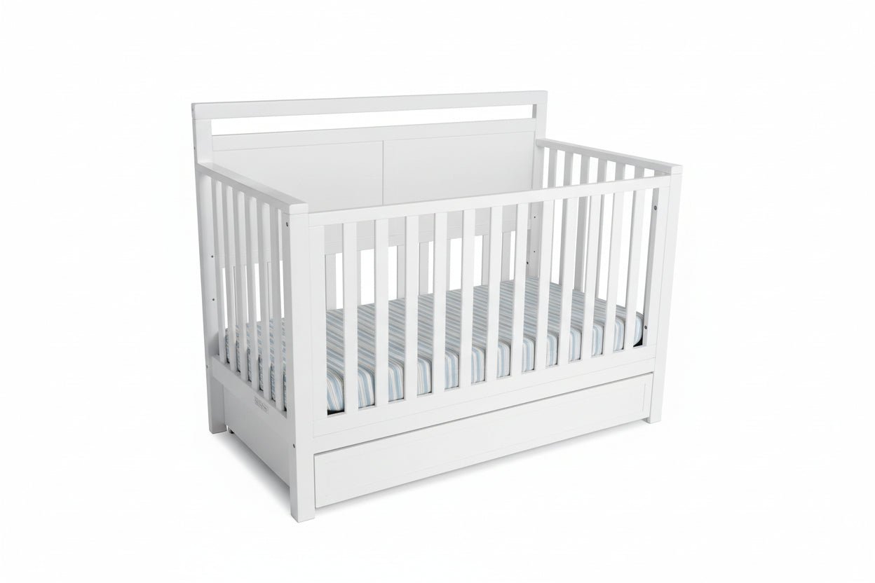 Orbelle Gabby Full Size Baby Crib White Solid Wood Convertible Nursery Crib