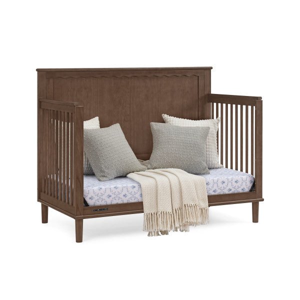 Penelope 6 In 1 Convertible Baby Crib with Scalloped Design and Adjustable Mattress Height