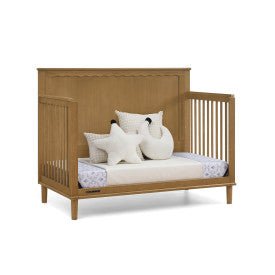 Penelope 6 In 1 Convertible Baby Crib with Scalloped Design and Adjustable Mattress Height