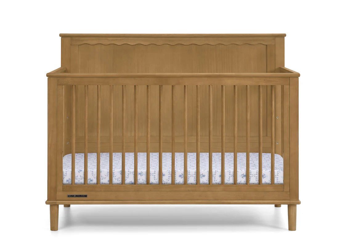 Penelope 6 In 1 Convertible Baby Crib with Scalloped Design and Adjustable Mattress Height