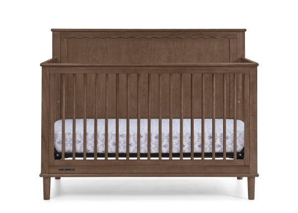 Penelope 6 In 1 Convertible Baby Crib with Scalloped Design and Adjustable Mattress Height
