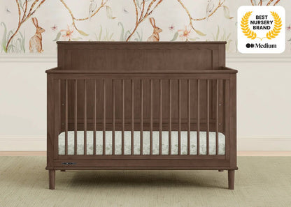 Penelope 6 In 1 Convertible Baby Crib with Scalloped Design and Adjustable Mattress Height