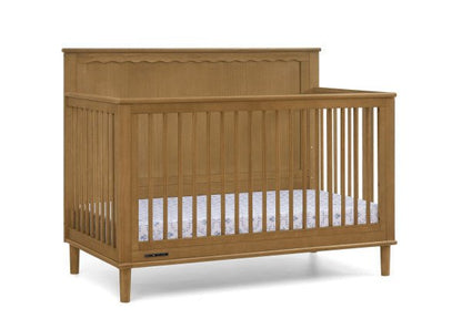 Penelope 6 In 1 Convertible Baby Crib with Scalloped Design and Adjustable Mattress Height