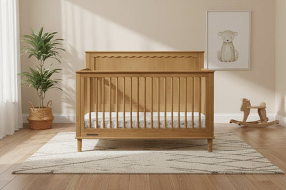 Penelope 6 In 1 Convertible Baby Crib with Scalloped Design and Adjustable Mattress Height