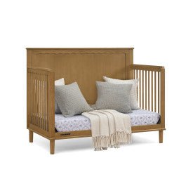 Penelope 6 In 1 Convertible Baby Crib with Scalloped Design and Adjustable Mattress Height