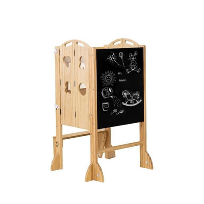 Plum 3-in-1 Foldable Kitchen Tower, Step Stool & Chalkboard for Toddlers