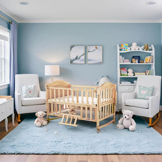 Portable Mini Baby Crib with Memory Foam Mattress (38" x 24"), Convertible Foldable Crib with Storage, Natural Wood