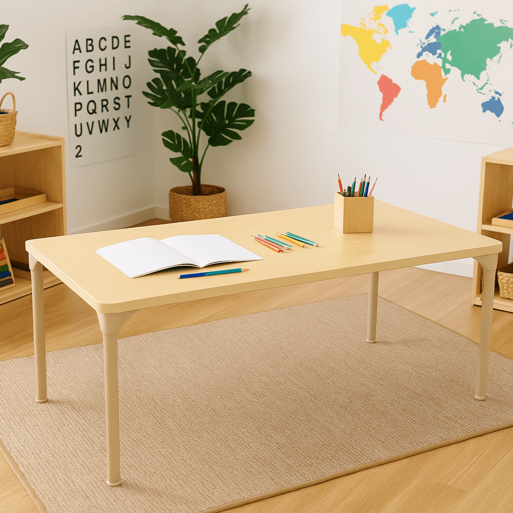 Rectangular Adjustable Kids Classroom Table – 17" to 25" Height | Durable Activity Table for School & Home