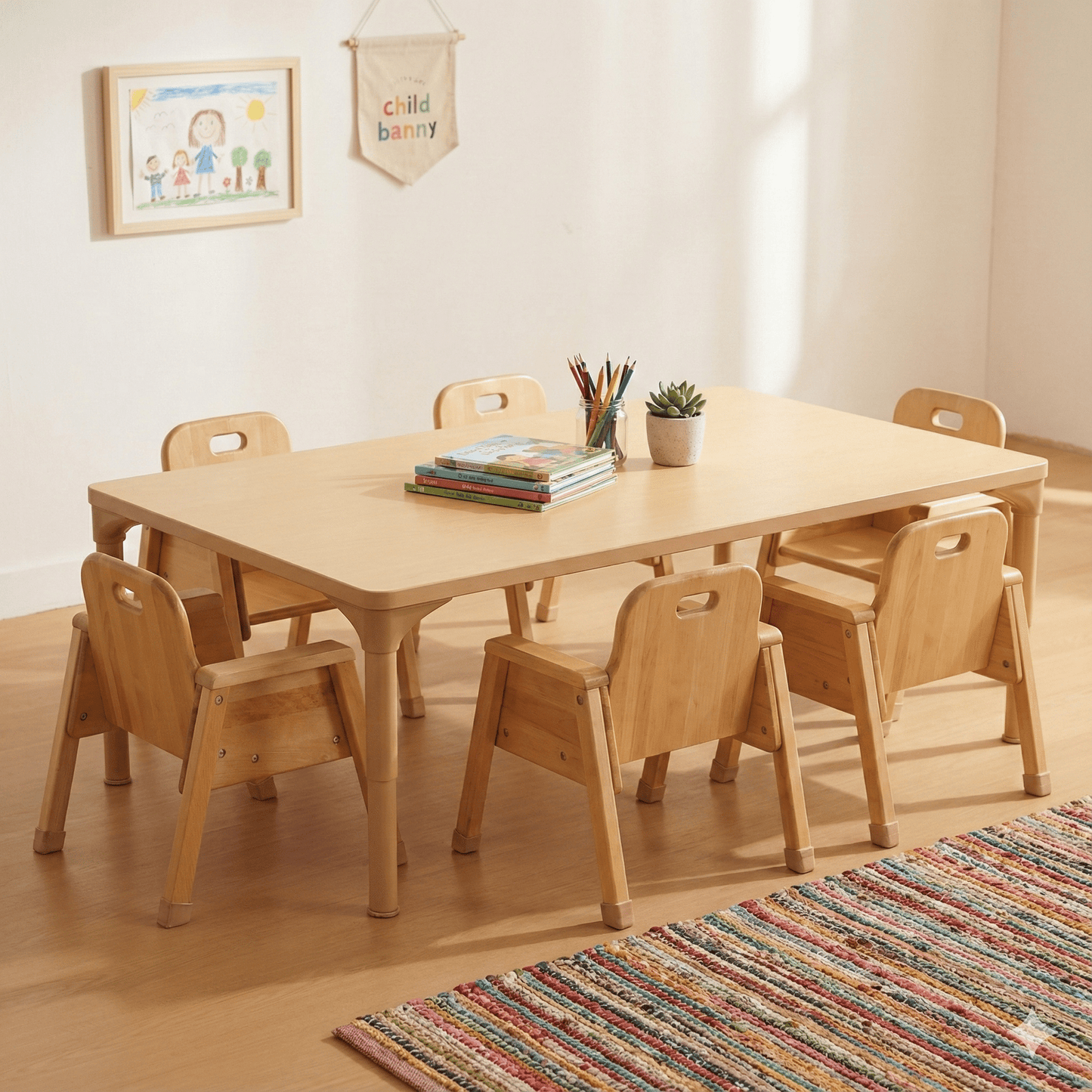Rectangular Adjustable Kids Table – 13" to 17" Height | Toddler & Preschool Classroom Activity Table