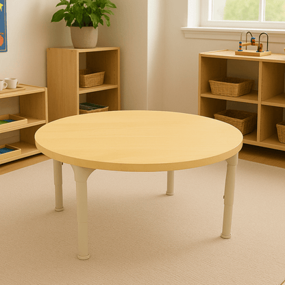 Round Adjustable Kids Table – 36" Diameter, 13" to 17" Height | Toddler & Preschool Activity Table for Classrooms & Daycares