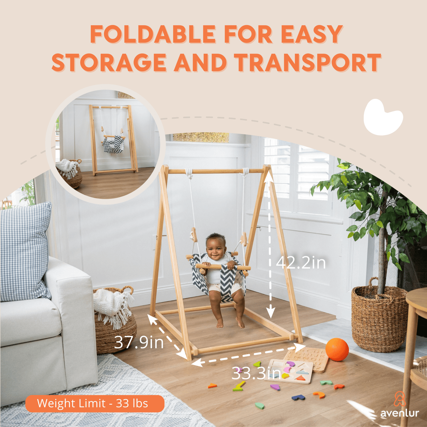Spruce | Foldable Baby Swing - Blue Wave