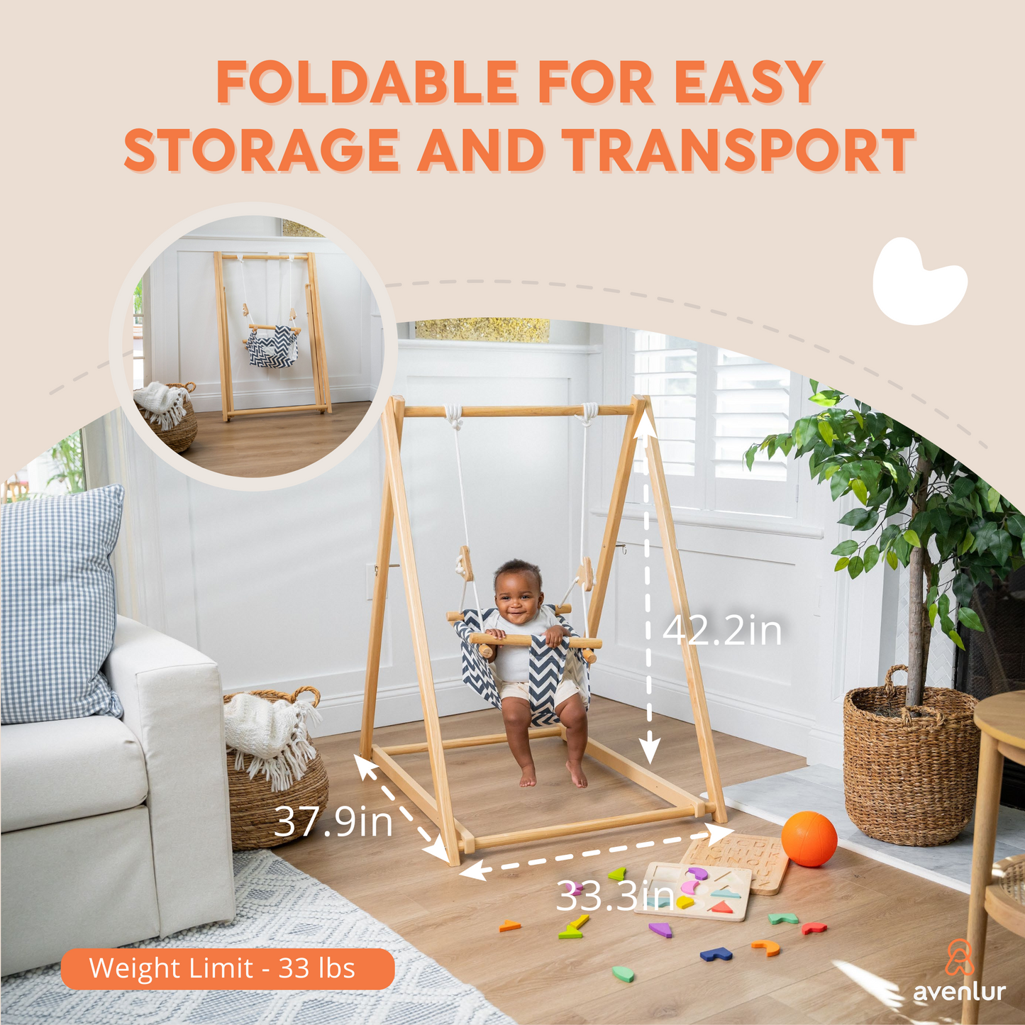 Spruce | Foldable Baby Swing - Blue Wave