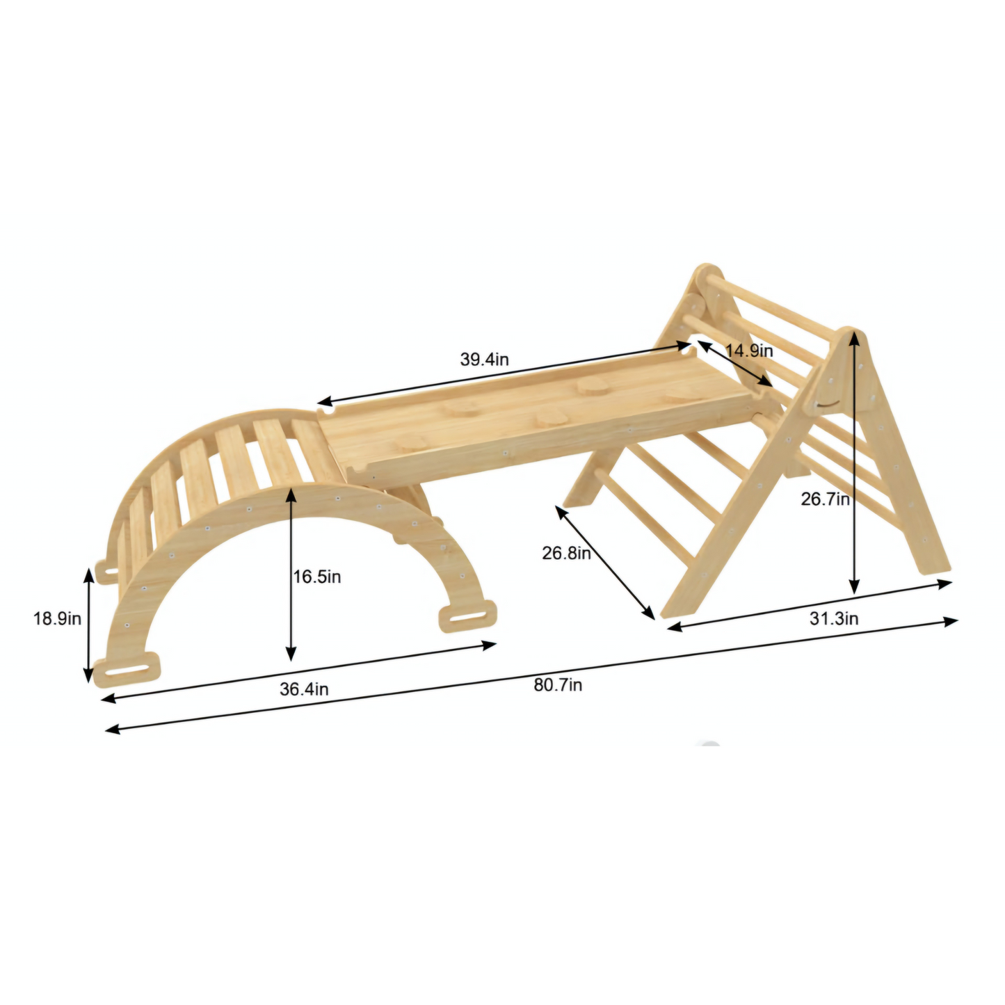 Hazel | Pikler Triangle, Slide & Rocker Set - Natural