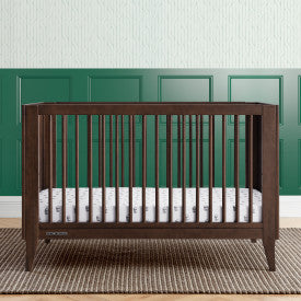 Ollie 4 In 1 Convertible Baby Crib with Mid Century Design and Adjustable Mattress Height