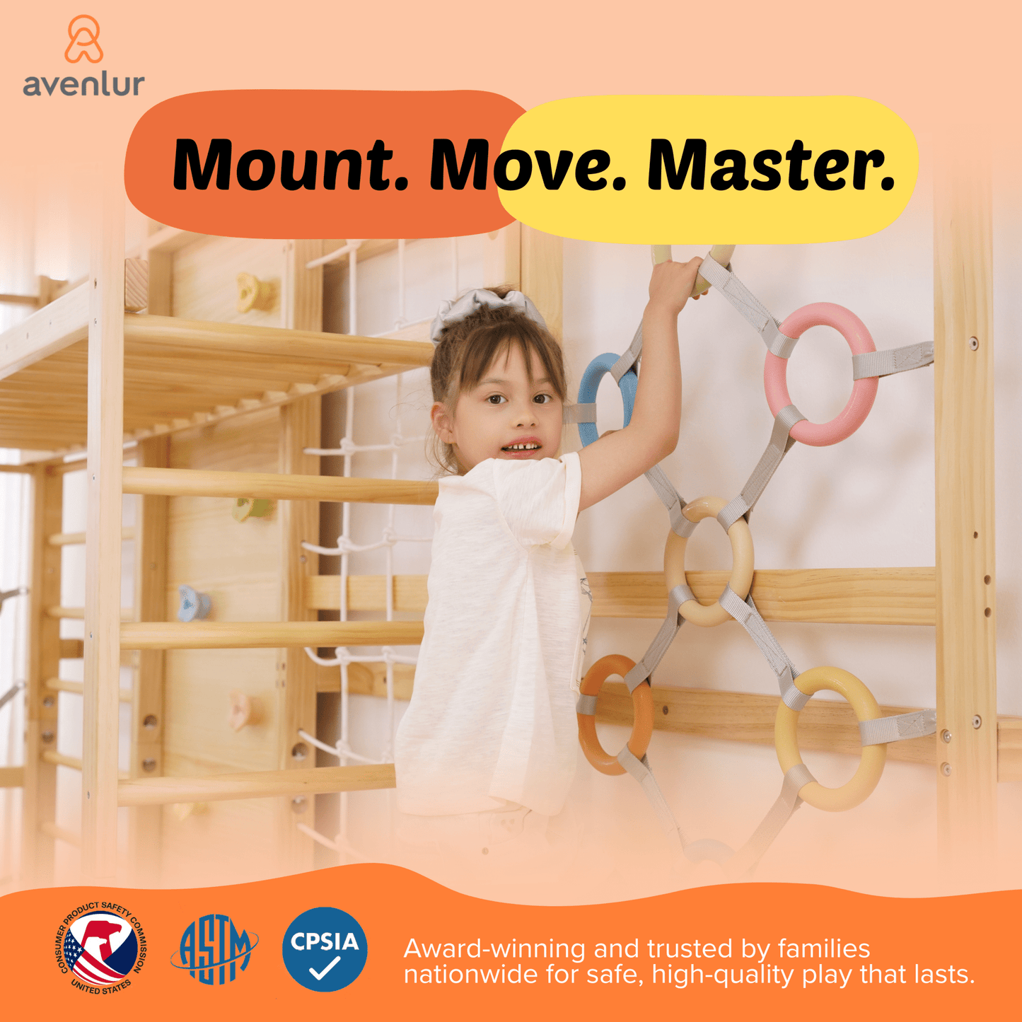 Walnut Modular | Swedish Ladder Jungle Gym - 79" Height - Wall Mounted