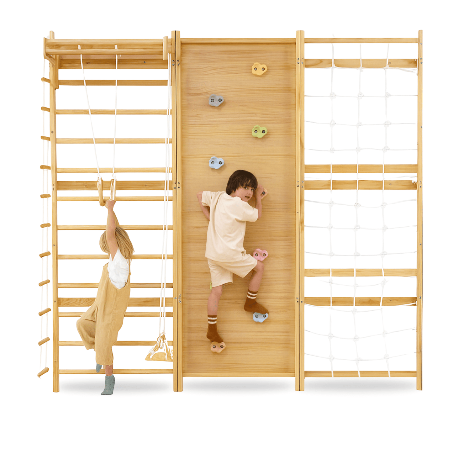 Walnut Modular | Swedish Ladder Jungle Gym - 95" Height - Wall Mounted