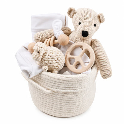 Newborn Gift Basket - Unisex - White & Wood