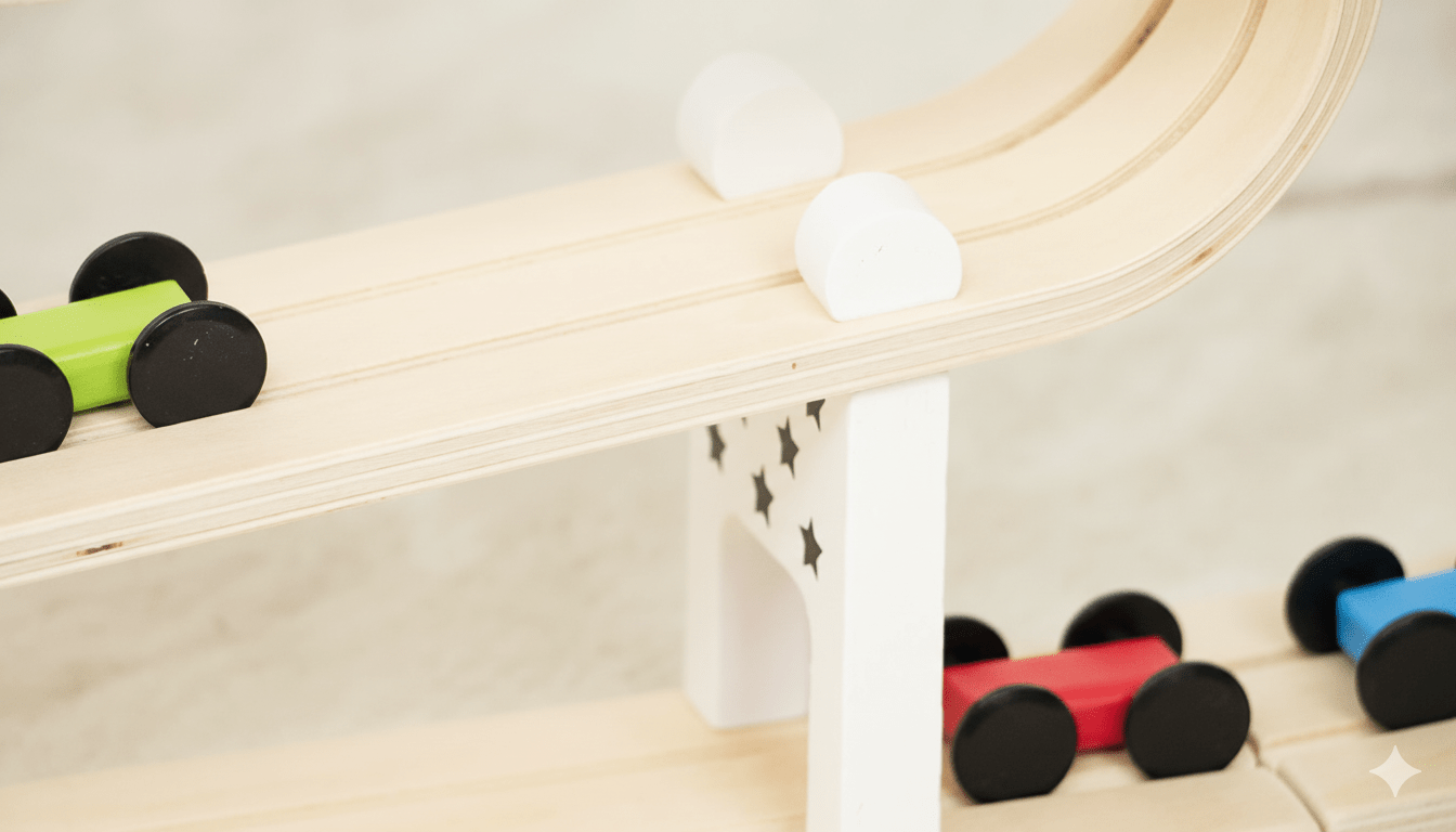 Wooden Car Ramp Racer | Montessori Rolling Track Toy for Toddlers