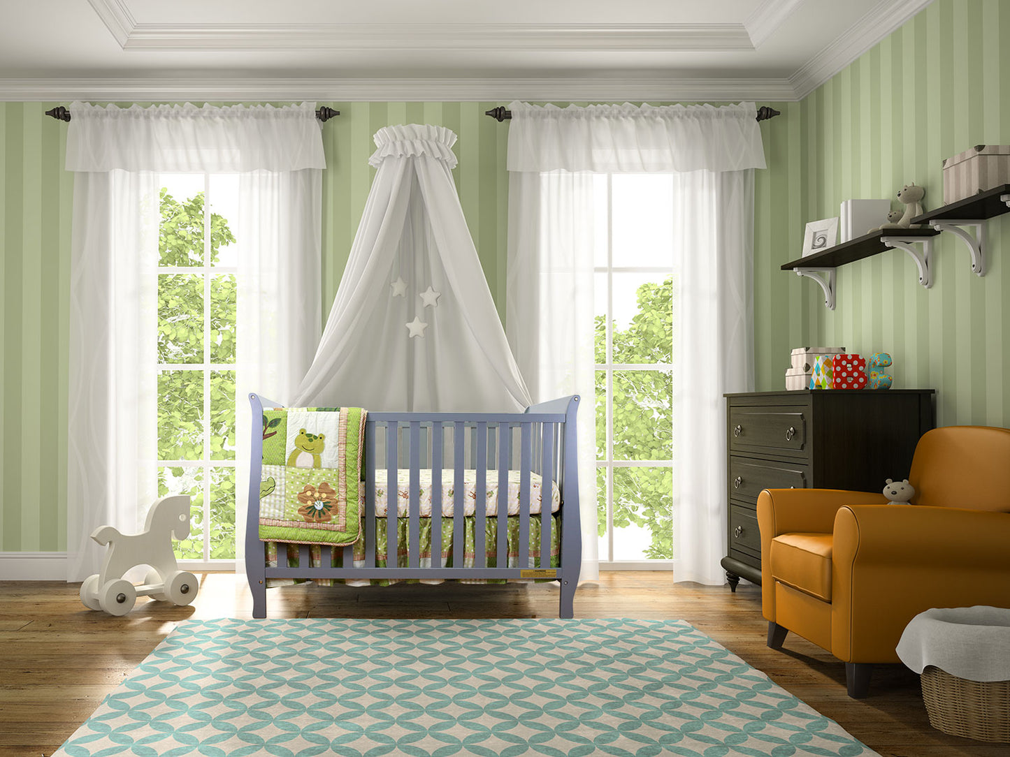 Naomi 4-IN-1 Convertible Baby Crib With Toddler Rail and Mattress