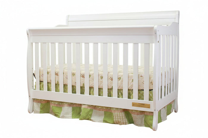 Alice Solid Wood 4 in 1 Convertible Baby Crib with Toddler Guardrail and Adjustable Mattress Height