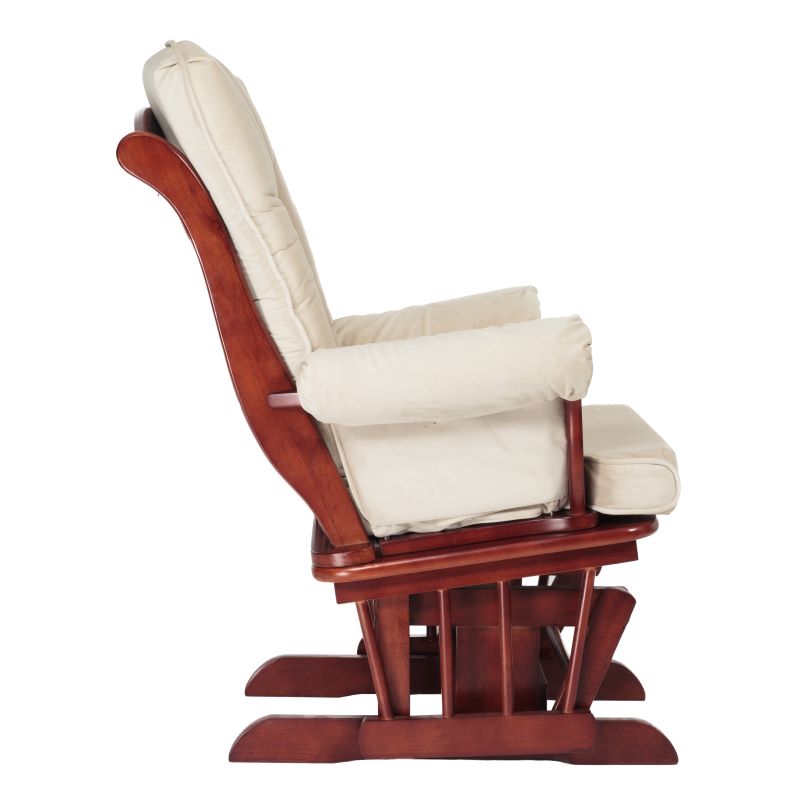 Sleigh  Glider Chair w/ Ottoman Cherry w/ Dark Beige Cushion