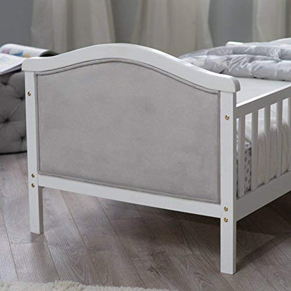 Orbelle Gray Padded Toddler Bed- French White