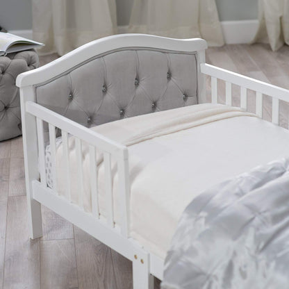 Orbelle Gray Padded Toddler Bed- French White