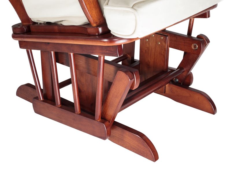 Sleigh  Glider Chair w/ Ottoman Espresso w/ Dark Beige Cushion