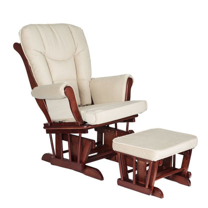 Sleigh  Glider Chair w/ Ottoman Espresso w/ Dark Beige Cushion