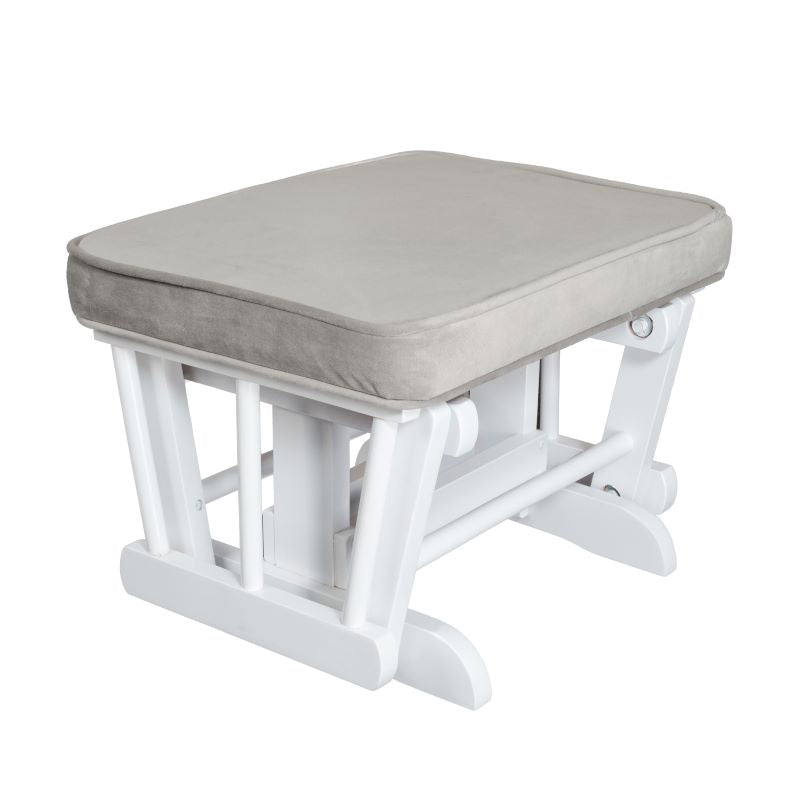 Sleigh Glider Chair w/ Ottoman White w/ Dark Beige Cushion